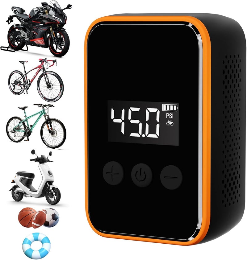 WINWEND Mini Bike Tire Pump,20s Fast Inflation 150PSI Electric Bicycle Pump with Pressure Gauge,Portable Tire Inflator Bike Air Pump with Presta and Schrader Valve for Balls,Motorcycle Road and Mountain Bike - Image 2